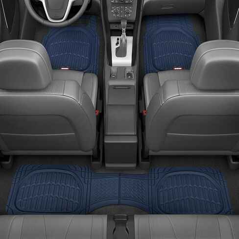 BDK Heavy Duty Blue Rubber Car Mats Full Set - Universal Trim-to-Fit All Weather Floor Mats - Floor Mats for Car Accessories - Front & Back Interior Floor Mats for Truck Accessories in Kuwait