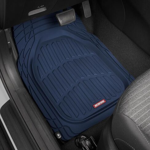 BDK Heavy Duty Blue Rubber Car Mats Full Set - Universal Trim-to-Fit All Weather Floor Mats - Floor Mats for Car Accessories - Front & Back Interior Floor Mats for Truck Accessories in Kuwait