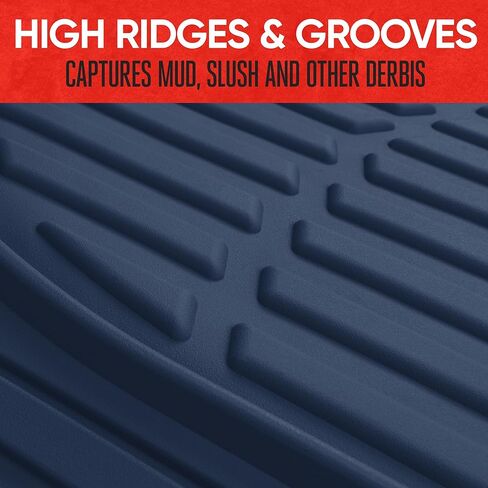 BDK Heavy Duty Blue Rubber Car Mats Full Set - Universal Trim-to-Fit All Weather Floor Mats - Floor Mats for Car Accessories - Front & Back Interior Floor Mats for Truck Accessories in Kuwait