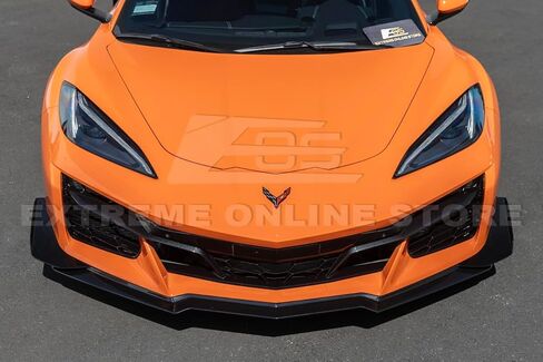 Replacement For 2020-Present Chevrolet Corvette C8 E-Ray & Z06 Models | Z07 Performance Package ABS Plastic - Painted Carbon Flash Metallic Front Bumper Side Apron Canards Dive Plane Pair in Kuwait