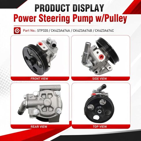 مضخة توجيه كهربائية STP320 من SecosAutoparts مع بكرة متوافقة مع Ford Transit-150 250 350 350 HD 2015-2024 V6 3.5L 3.7L # CK4Z3A674A CK4Z3A674B CK4Z3A674C in Kuwait