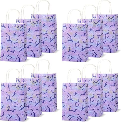 24Pcs Purple Demon party Paper Bags Demon Birthday Decorations Korean Pop themed Kraft Gift Bags with Handles Sparkling Holographic Laser paper Candy Treat Bag for Girls’Birthday Movie Party Supplies in Saudi Arabia