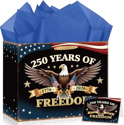 United States US Flag Gift Bag with Card & Wrapping Papers, USA 4th of July Gift Bag Party Decorations American Patriotic for National Day of The United States,Birthday,Souvenirs Goodie Treat Bag in Kuwait