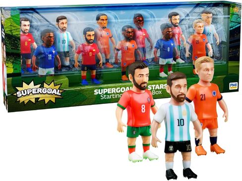 بي إم آي شخصيات كأس العالم لكرة القدم من PMI Collectibles - 11 حزمة من لاعبي فريق الصندوق الفاخر - شخصيات كرة القدم الرسمية الصغيرة مجموعة ألعاب كرة القدم الممتازة القابلة للتجميع (قد تختلف الأنماط) in Kuwait