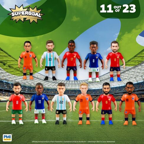 بي إم آي شخصيات كأس العالم لكرة القدم من PMI Collectibles - 11 حزمة من لاعبي فريق الصندوق الفاخر - شخصيات كرة القدم الرسمية الصغيرة مجموعة ألعاب كرة القدم الممتازة القابلة للتجميع (قد تختلف الأنماط) in Kuwait