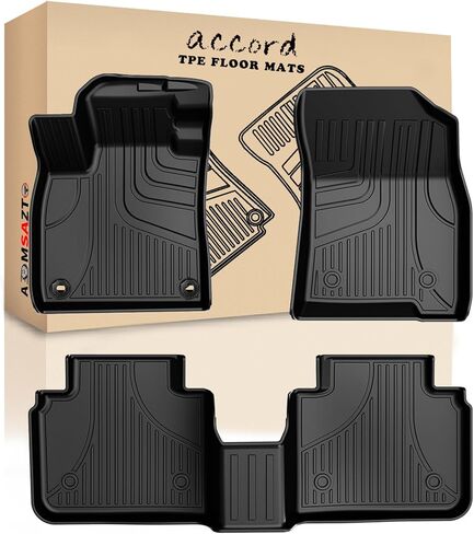 AOMSAZTO Floor Mats for 2026 2025 2024 2023 Honda Accord (Include Hybrid) All Weather TPE Rubber Floor Liners for Honda Accord 2023-2025 2026 Hybrid Accessories Odorless Non-Slip 1st & 2nd Row, Black. in Kuwait