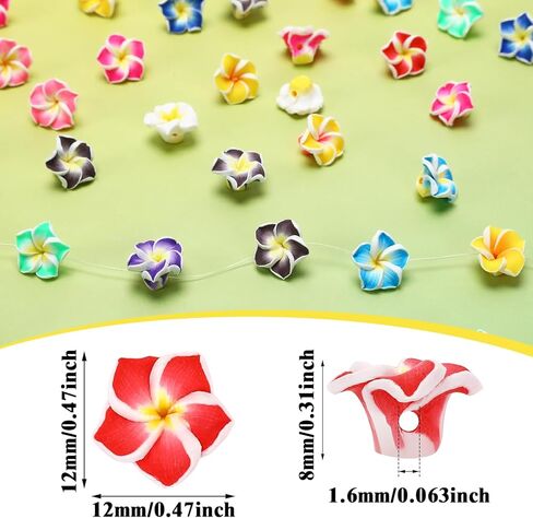 AUGSHY 100Pcs Plumeria Flower Beads,Hawaiian Clay Beads 12mm Flat Back Spacer Beads Polymer Clay Plumeria Summer Flower Beads Bulk for Jewelry Bracelet Handcraft in Kuwait