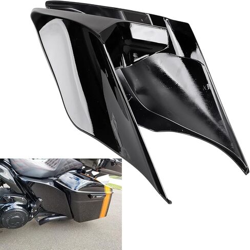 SHMTOOL Left Right Vivid Black Stretched Extended Side Cover Panel for Harley Touring Baggers models Electra Street Road Glide 2014-2023,Matching with 4.5" Stretched Saddle Bags in Kuwait