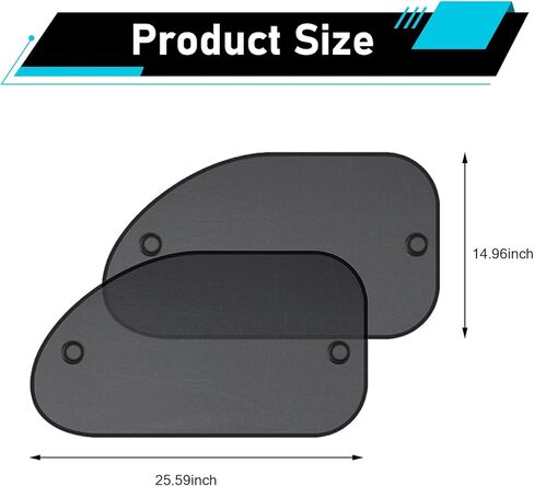 2 PCS Car Side Window Sun Shade, Breathable Mesh Car Window Shades with PVC Suction, Anti-glare Auto Sunshade Gauze, Universal Automotive Cooling Cover (Black) in Saudi Arabia