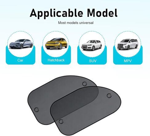 2 PCS Car Side Window Sun Shade, Breathable Mesh Car Window Shades with PVC Suction, Anti-glare Auto Sunshade Gauze, Universal Automotive Cooling Cover (Black) in Saudi Arabia