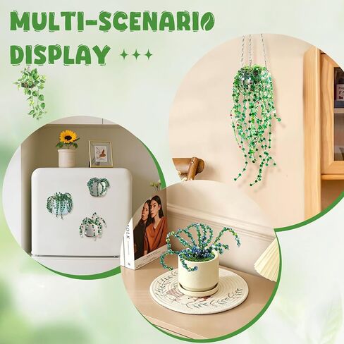Green Glass Beads Plant Kit Forever Plant Beaded Flower Leaf Beads for Succulent Plant with Plant Pot Jewelry Making and DIY Crafts in Saudi Arabia