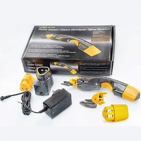 Power Electric Fabric Scissors, Cordless with 2 Blades & 2 Lithium Batteries, Heavy-Duty Cutter for Fabric, Leather, Cardboard, Craft Sewing, Quilting Tools (huangjiandao-erdianchi) in Saudi Arabia