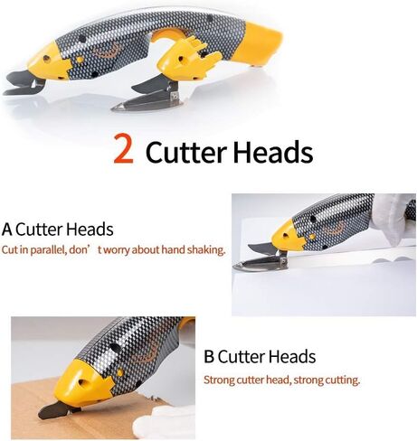 Power Electric Fabric Scissors, Cordless with 2 Blades & 2 Lithium Batteries, Heavy-Duty Cutter for Fabric, Leather, Cardboard, Craft Sewing, Quilting Tools (huangjiandao-erdianchi) in Saudi Arabia