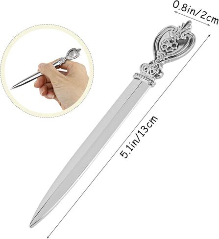 1Pcs Vintage Metal Letter Opener, Silver Envelope Slitter Tool for Desk, Lightweight Sword Shaped Mail Opener for Home Office, Retro Envelope Cutter in Saudi Arabia