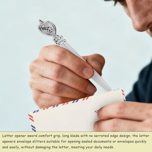 1Pcs Vintage Metal Letter Opener, Silver Envelope Slitter Tool for Desk, Lightweight Sword Shaped Mail Opener for Home Office, Retro Envelope Cutter in Saudi Arabia