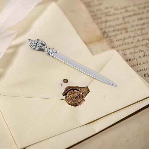 1Pcs Vintage Metal Letter Opener, Silver Envelope Slitter Tool for Desk, Lightweight Sword Shaped Mail Opener for Home Office, Retro Envelope Cutter in Saudi Arabia