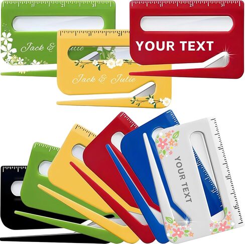 3-100pcs Custom Letter Opener, Bulk Personalized Envelope Slitter with Scale and Magnifying Glass, Customized Picture/Text Safe Paper Cutter for Mails, Envelopes, Packages (Blue) in Saudi Arabia