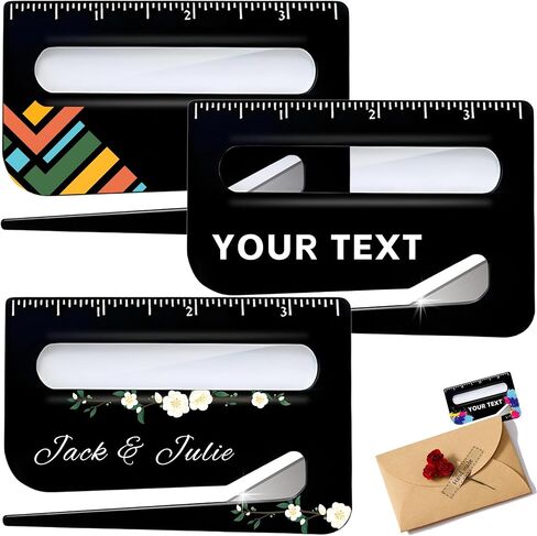 3-100pcs Custom Letter Opener, Bulk Personalized Envelope Slitter with Scale and Magnifying Glass, Customized Picture/Text Safe Paper Cutter for Mails, Envelopes, Packages (Blue) in Saudi Arabia