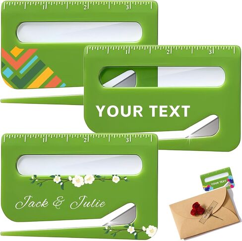 3-100pcs Custom Letter Opener, Bulk Personalized Envelope Slitter with Scale and Magnifying Glass, Customized Picture/Text Safe Paper Cutter for Mails, Envelopes, Packages (Blue) in Saudi Arabia