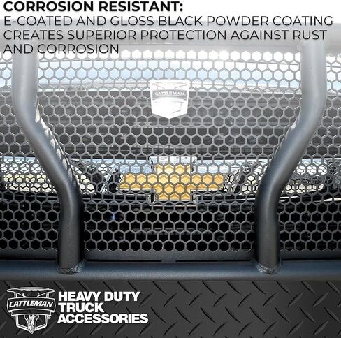Cattleman HD 1124P Grille Guard أسود لامع مسحوق مطلي بالفولاذ قطعة واحدة 3 بوصة أنابيب مع واقي فرشاة وتركيبات خفيفة تناسب 2024-2026 Chevy Silverado 2500 HD و3500 HD in Kuwait
