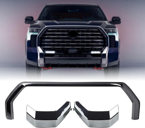 Smoked Chrome Front Bumper Grille Trim Molding Trim Molding Surround Compatible with 2022-2024 Toyota Tundra in Kuwait
