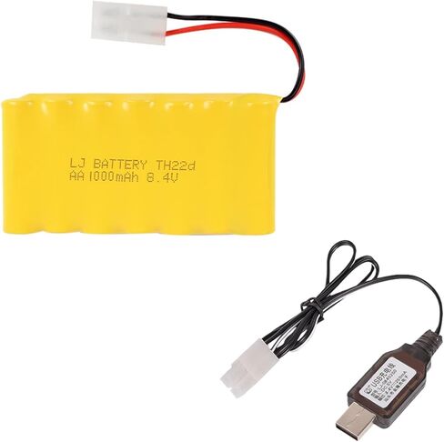 8.4V 1000mAh NI-CD Battery Pack with Standard Tamiya Connector Rechargeable AA Battery for RC Car RC Truck Tank 1 Pack with USB Charger in Saudi Arabia