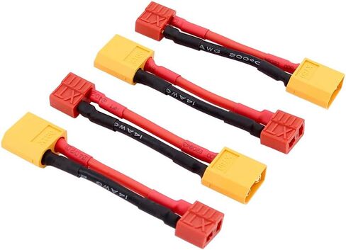 4 قطع XT60 ذكر إلى T-Plug موصل سالب كابل محول الرصاص 14awg 5 سم لـ RC Lipo(BDHI-64) in Kuwait