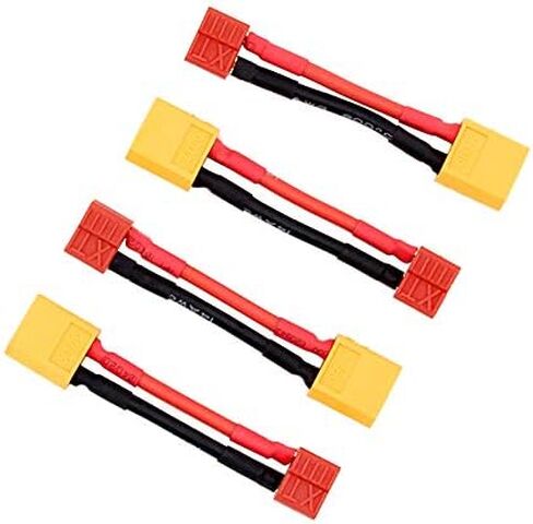 4 قطع XT60 ذكر إلى T-Plug موصل سالب كابل محول الرصاص 14awg 5 سم لـ RC Lipo(BDHI-64) in Kuwait