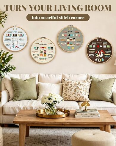 Wood Embroidery Hoop Stand Set, Needlepoint Stand for Lap, Embroidery Hoop Stand with Embroidery Kit for Beginners for Cross Stitch, Embroidery, and Art Craft Sewing Projects in Saudi Arabia