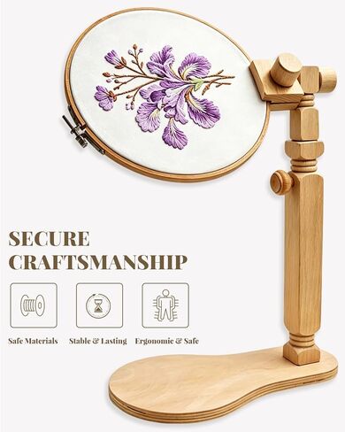 Wood Embroidery Hoop Stand Set, Needlepoint Stand for Lap, Embroidery Hoop Stand with Embroidery Kit for Beginners for Cross Stitch, Embroidery, and Art Craft Sewing Projects in Saudi Arabia