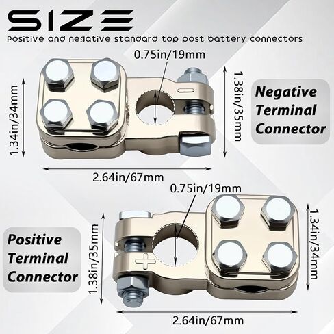 2 Pcs Heavy Duty Truck Battery Terminal Connector 3-Way Heavy Duty 4 Screw Top Post Battery Terminals for All Car in Saudi Arabia
