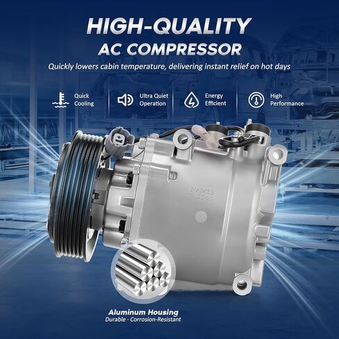 AC Compressor Compatible with Honda Civic 1.7L 2002 2003 2004 2005, CO 4914AC, 6511266, 0610061, 2004914AM in Kuwait