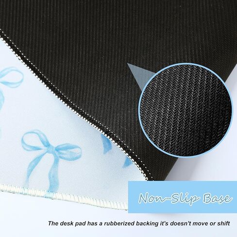 Hahafelt Large Blue Bows Mouse Pads Coquette Kawaii Mouse Pad 31.5 x 15.75 Inches Preppy Trendy Computer Desk Mat for Laptop with Non-Slip Rubber Base Mat Office Accessories Decor for Women in Kuwait
