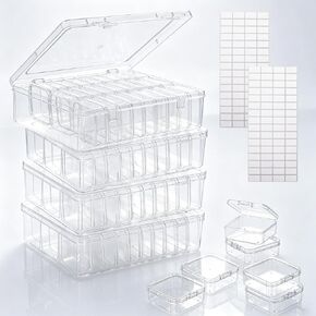 124Pcs Bead Storage Containers,Clear Plastic Bead Organizer Boxes with 128 Stickers for Diamond Painting Accessories Seed Jewelry Charms DIY Craft(4 Large Boxes and 120 Small Boxes) in Saudi Arabia