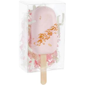 صناديق Stockroom Plus Cakesicle - 50 عبوة 3.7 × 2.2 × 1.57 بوصة من البلاستيك الشفاف - صندوق كعكة مسطح مع فتحة عصا البوب ​​- حاويات شفافة لمفضلات الحفلات in Kuwait