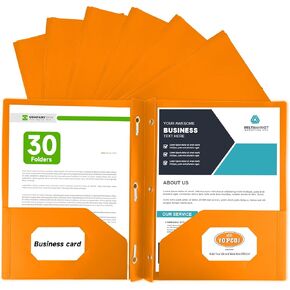 Plastic Folders with Pockets and Prongs,30 Pack Letter Size Two Pocket Folders with 3 Prong, Durable Colored Folders for School, Office, and Home Organization Orange in Kuwait