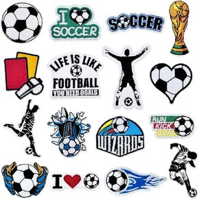 16PC Sports Iron on Patches,Soccer Patch 2026 World Cup Sports Ball Iron on Patches for Hats,Clothes,Jeans,Backpacks,DIY in Saudi Arabia