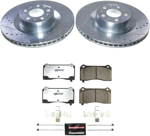 PowerStop Front Brake Kit for Tesla Y 2020-24 - Carbon-Fiber Ceramic Z26 Brake Pads + Drilled & Slotted Rotors Upgrade, K9251-26 in Kuwait