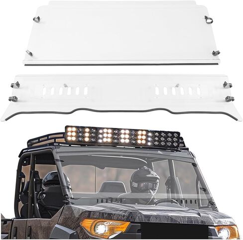 زجاج أمامي كامل بفتحات تهوية من KUAFU متوافق مع 2010-2014 Polaris Ranger XP 500، XP 800، 2017-2023 Ranger 570 كامل الحجم مستدير، زجاج أمامي شفاف in Kuwait
