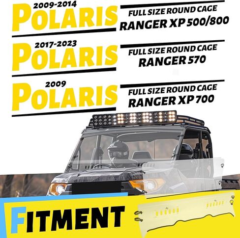زجاج أمامي كامل بفتحات تهوية من KUAFU متوافق مع 2010-2014 Polaris Ranger XP 500، XP 800، 2017-2023 Ranger 570 كامل الحجم مستدير، زجاج أمامي شفاف in Kuwait