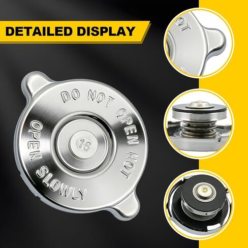 1 Pack 16 PSI Radiator Cap, Stainless Steel Dual Lug Design Radiator Cover, Leak-Proof Engine Coolant Reservoir Cap Replacement, Compatible with Most Vehicles (Silver) in Saudi Arabia