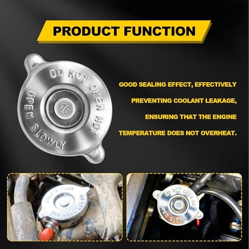 1 Pack 16 PSI Radiator Cap, Stainless Steel Dual Lug Design Radiator Cover, Leak-Proof Engine Coolant Reservoir Cap Replacement, Compatible with Most Vehicles (Silver) in Saudi Arabia