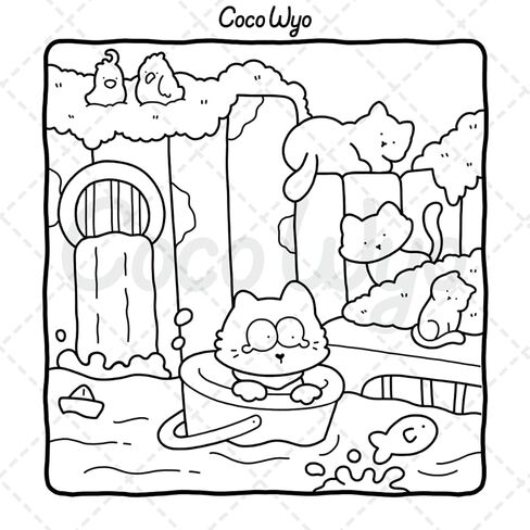 The Little Cat: Cozy Life of Kitty Coloring Book for Adults and Teens (Cozy & Cute Coloring) in Kuwait
