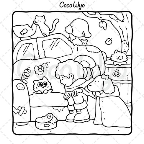 The Little Cat: Cozy Life of Kitty Coloring Book for Adults and Teens (Cozy & Cute Coloring) in Kuwait