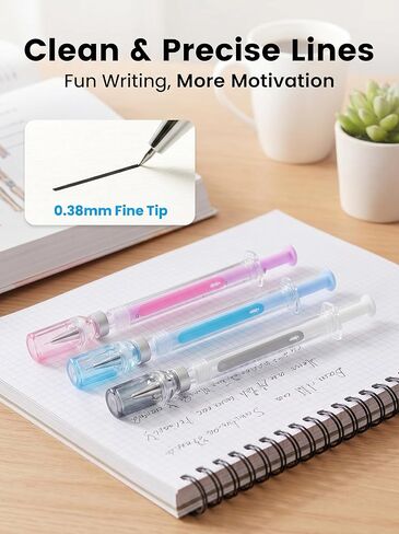 2026 New Creative Syringe Shaped Gel Ink Pens for Funny 0.38mm Black Ink, Quick Drying, Ergonomic Grip, Novelty Office Supplies for Daily Writing & Gift in Kuwait