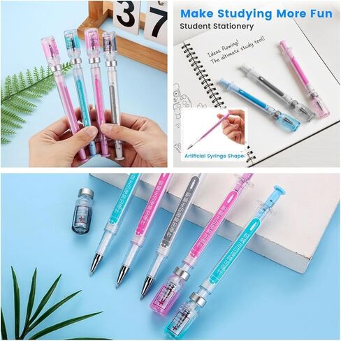 2026 New Creative Syringe Shaped Gel Ink Pens for Funny 0.38mm Black Ink, Quick Drying, Ergonomic Grip, Novelty Office Supplies for Daily Writing & Gift in Kuwait