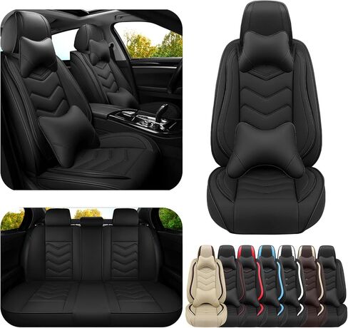 ADERN Car Seat Covers for Jeep Grand Cherokee L 2021-2026, Premium Nappa Leather Car Seat Cover, Stylish Sport Seat Covers， Automobile Seat Cover Sets.(Standard 2 Seats/Black White) in Kuwait