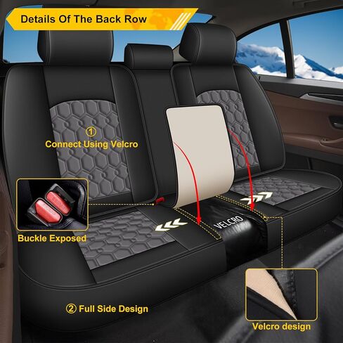 أغطية مقاعد السيارة مناسبة لسيارة Ford Explorer 2004-2025 2026 مجموعة كاملة من وسائد المقاعد المقاومة للماء وأغطية مقاعد السيارات الجلدية الفاخرة مع واقيات مقاعد بأنماط جميلة (5 مقاعد، أسود ورمادي) in Kuwait