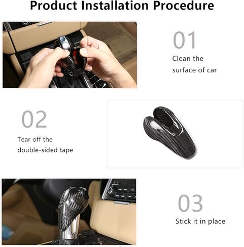 Real Carbon Fiber Gear Shift Head Knob Decoration Cover Protector for Porsche Macan Panamera Cayman Boxster 911 718 2009-2020 Car Interior Accessories (Black Carbon Fiber) in Saudi Arabia