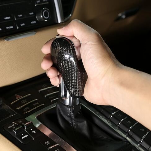 Real Carbon Fiber Gear Shift Head Knob Decoration Cover Protector for Porsche Macan Panamera Cayman Boxster 911 718 2009-2020 Car Interior Accessories (Black Carbon Fiber) in Saudi Arabia